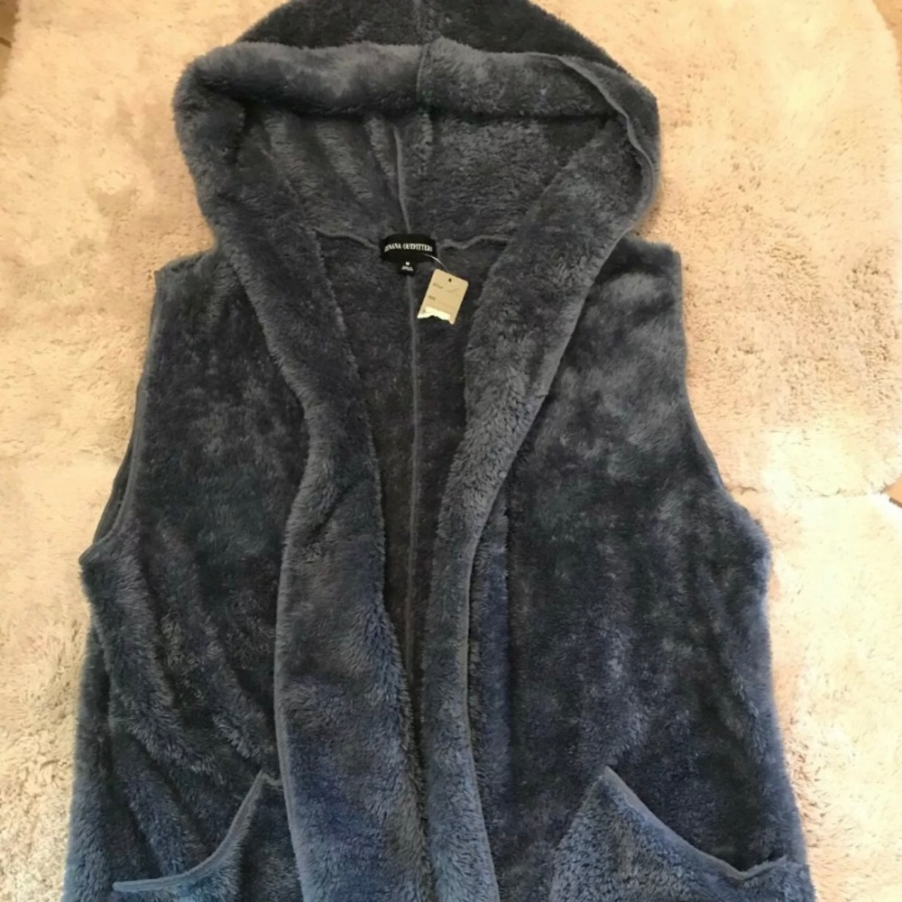 ZENANA Teddy hoodie vest BLUE